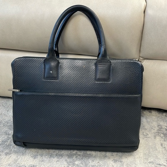 Vintage Dunhill Chassis Carbon Leather Business Briefcase Document Bag Black - Picture 1 of 17